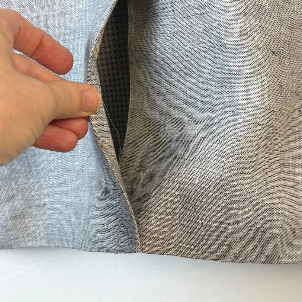 Baird McNutt Murano Men Linen Slim‎ Fit Blazer Jacket Sz L Gray Summer Wedding